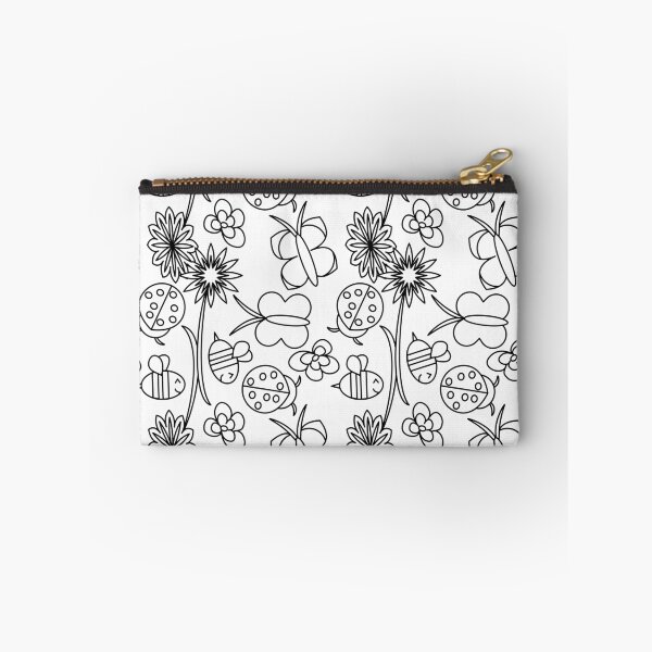 Item preview, bee, ladybug and butterfly repeating pattern/colouring sheet designed and sold by IttyDesignsByJ.