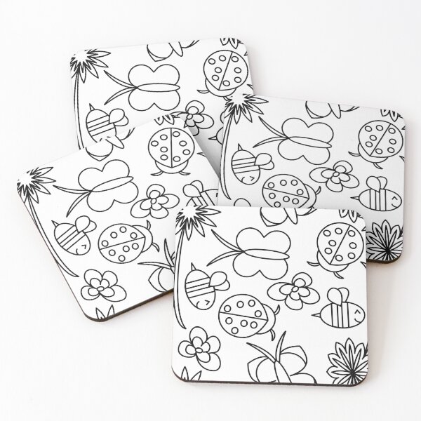 Item preview, bee, ladybug and butterfly repeating pattern/colouring sheet  designed and sold by IttyDesignsByJ.