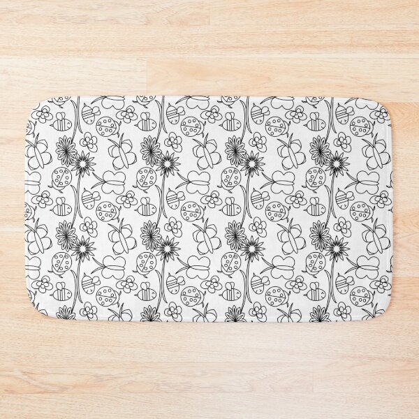 Item preview, bee, ladybug and butterfly repeating pattern/colouring sheet  designed and sold by IttyDesignsByJ.