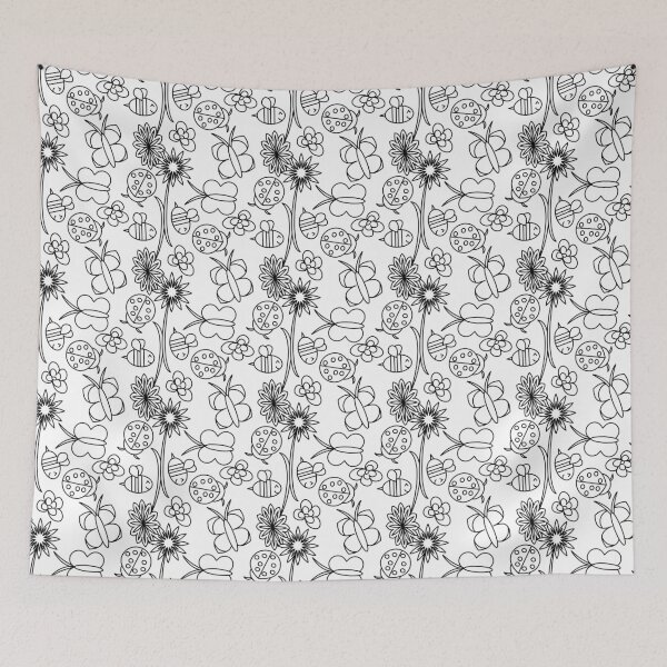 Item preview, bee, ladybug and butterfly repeating pattern/colouring sheet  designed and sold by IttyDesignsByJ.