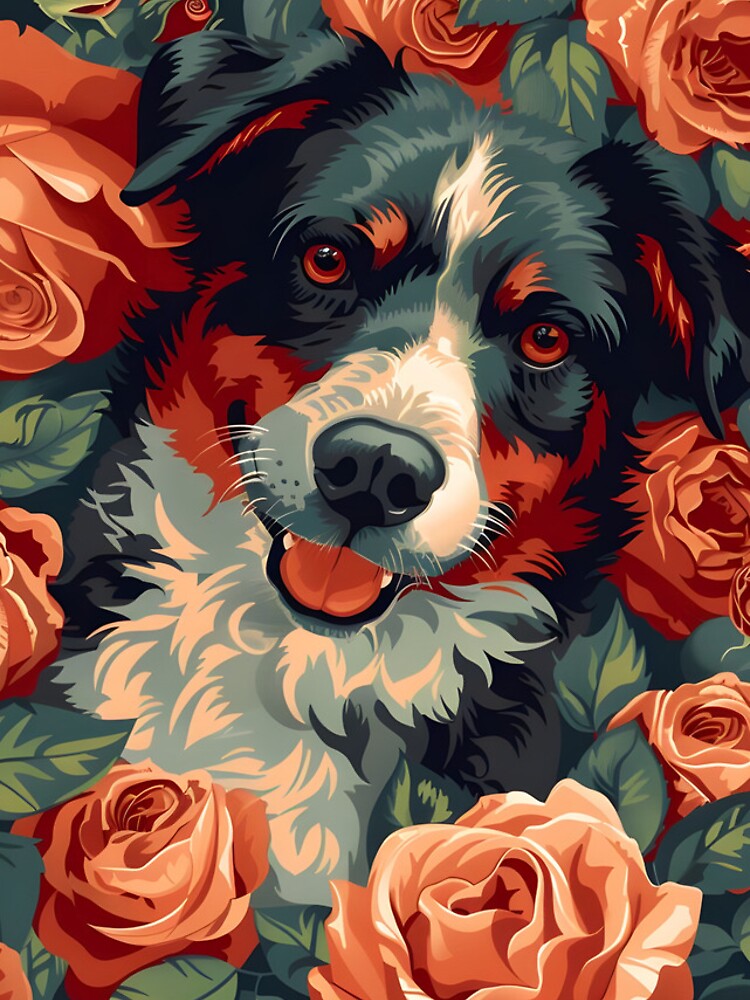 Thumbnail 4 of 4, iPhone Case, Dog In Roses designed and sold by HappyStickBike.