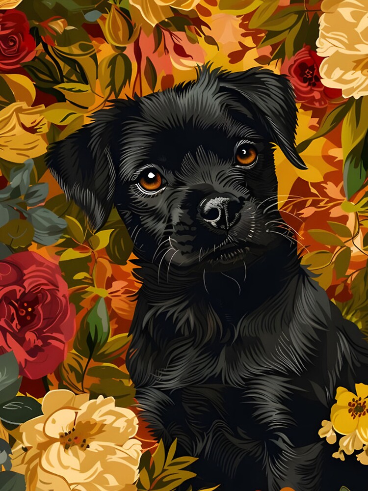 Thumbnail 4 of 4, iPhone Case, Dog In Roses designed and sold by HappyStickBike.