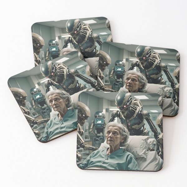Item preview, Sick Old Woman In Hospital Being Cared For By Robots designed and sold by DifferentPOV.