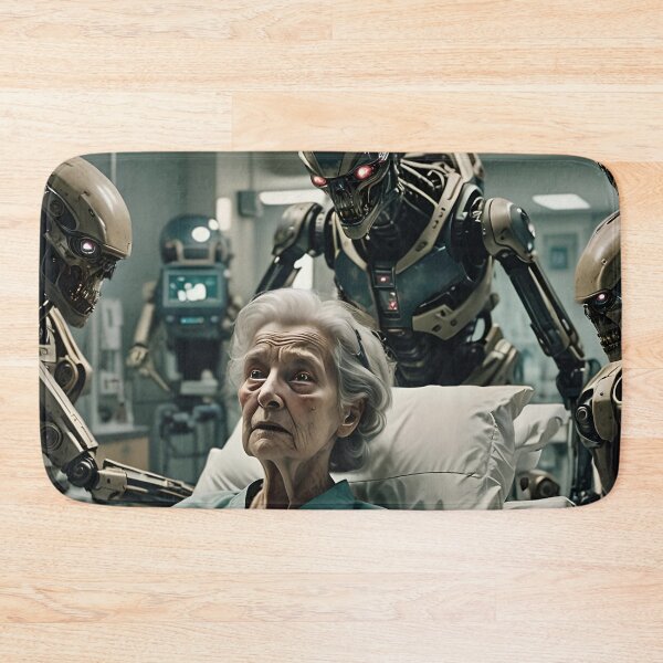 Item preview, Sick Old Woman In Hospital Being Cared For By Robots designed and sold by DifferentPOV.