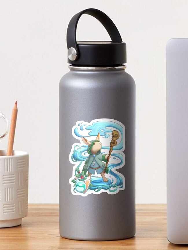 Thumbnail 1 of 3, Sticker, Bunny mage water magic designed and sold by WhiteCatShop.
