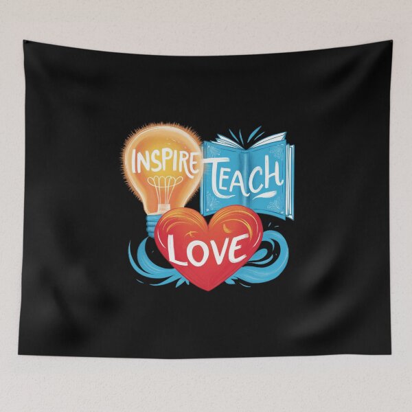 Item preview, Inspire, Teach, Love - Light Bulb, Book, and Heart Icons designed and sold by deluxedigital1.