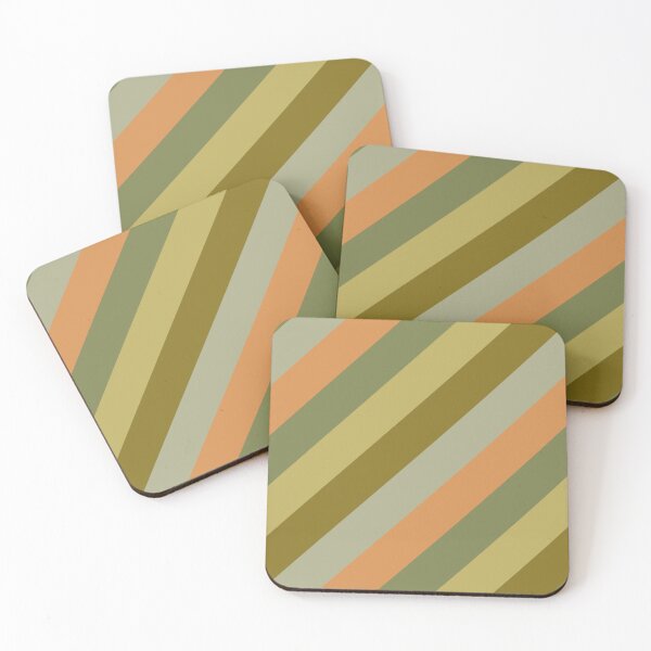 Item preview, Retro Diagonal Stripes in Vintage Olive Green and Cantaloupe Orange designed and sold by kierkegaard.