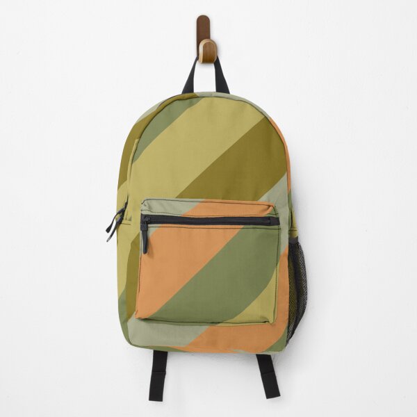 Item preview, Retro Diagonal Stripes in Vintage Olive Green and Cantaloupe Orange designed and sold by kierkegaard.