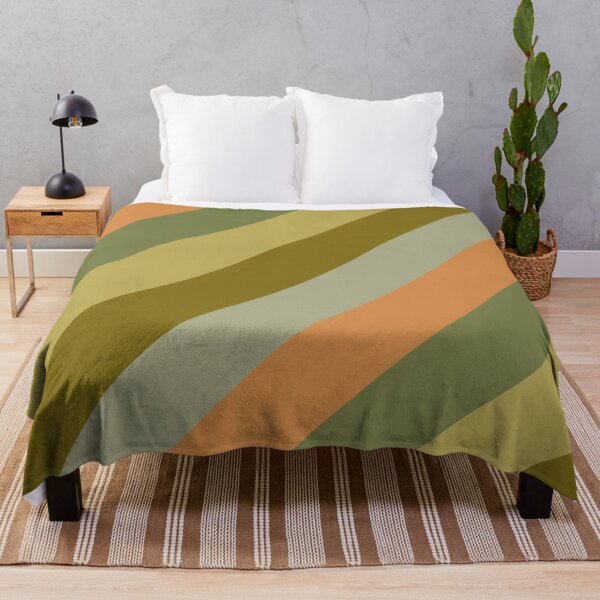 Item preview, Retro Diagonal Stripes in Vintage Olive Green and Cantaloupe Orange designed and sold by kierkegaard.