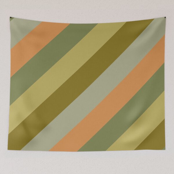 Item preview, Retro Diagonal Stripes in Vintage Olive Green and Cantaloupe Orange designed and sold by kierkegaard.