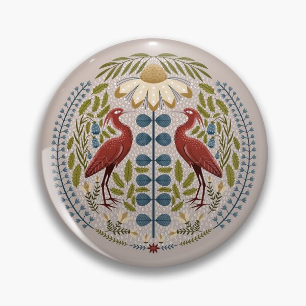 Item preview, Red Ibises and Folk Flowers designed and sold by bearsandfoxes.