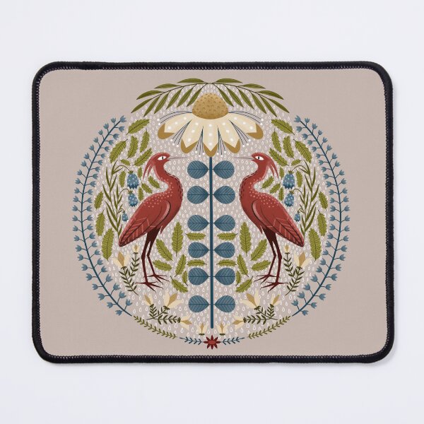 Item preview, Red Ibises and Folk Flowers designed and sold by bearsandfoxes.