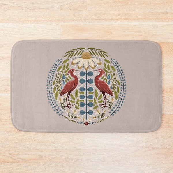 Item preview, Red Ibises and Folk Flowers designed and sold by bearsandfoxes.