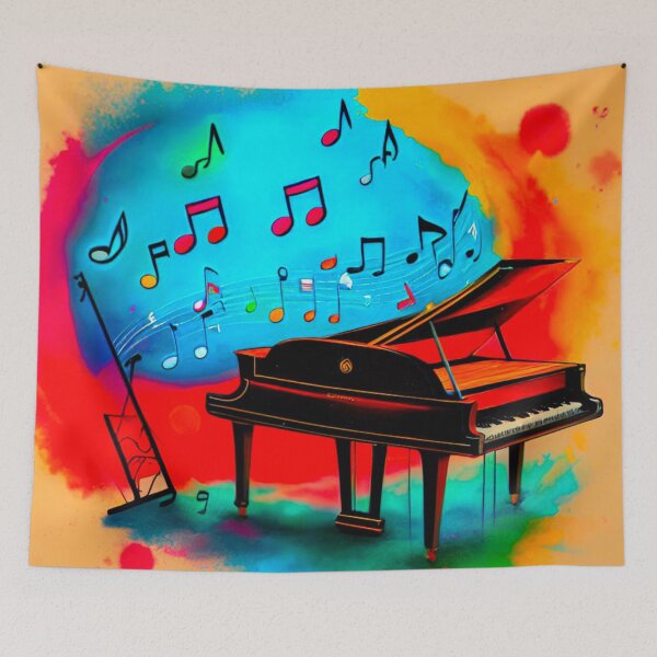 Item preview, Musical Chromatics: Piano and Colorful Notes Design designed and sold by GrizzlyCollective.