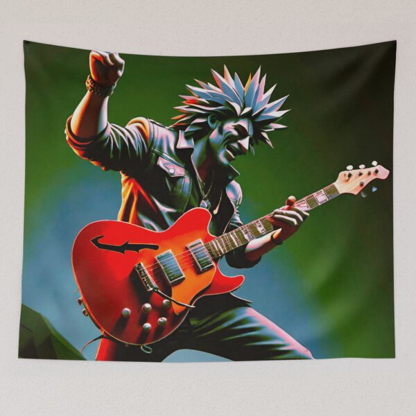 Item preview, Rock ‘n’ Roll Reverie: Rocker with Guitar designed and sold by GrizzlyCollective.