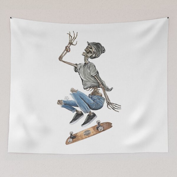 Item preview, Halloween Skateboarder Kickflip Skeleton Art designed and sold by oz10.