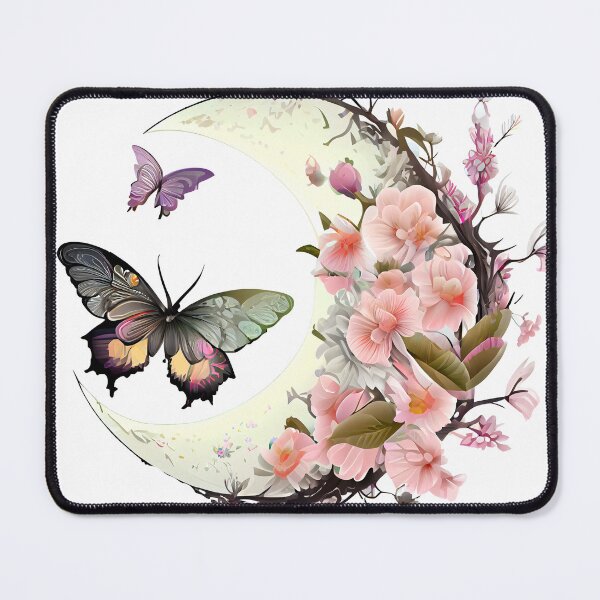 Item preview, Floral Crescent Moon with Butterfly designed and sold by paintedmemories.