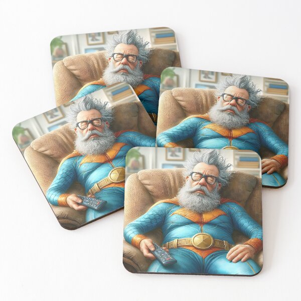 Item preview, Elderly Superheroes 02- Napping on the Couch - Hilarious AI Art: designed and sold by LoopLooArt.