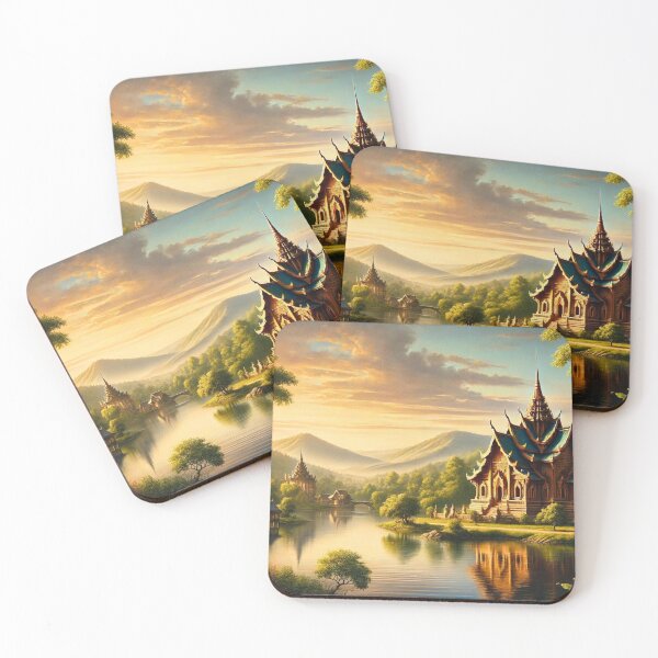 Item preview, Serenity Landscape: Thai Temple at Sunset designed and sold by Marinaso.