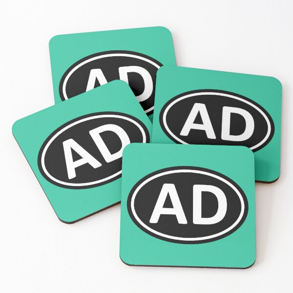 Item preview, AD Initials Monogram Oval White Letters designed and sold by Jeallan Designs.