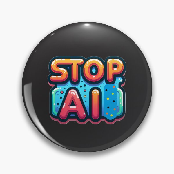 Item preview, Stop AI / Anti-AI Symbol / Ban Artificial Intelligence (On Black) Classic T-Shirt designed and sold by OxiSkor.