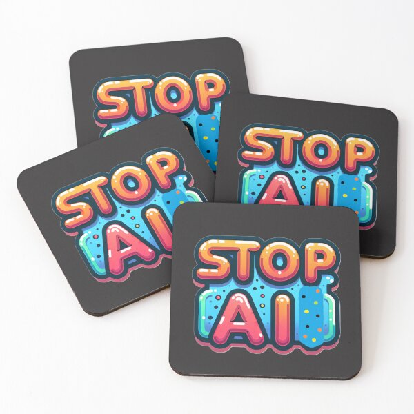Item preview, Stop AI / Anti-AI Symbol / Ban Artificial Intelligence (On Black) Classic T-Shirt designed and sold by OxiSkor.
