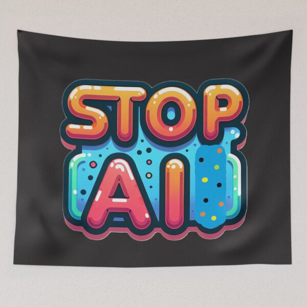 Item preview, Stop AI / Anti-AI Symbol / Ban Artificial Intelligence (On Black) Classic T-Shirt designed and sold by OxiSkor.