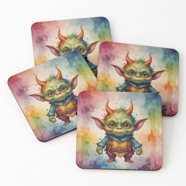 Item preview, Cute Funny Little Goblin Critter watercolour splash background designed and sold by FocusedArt.