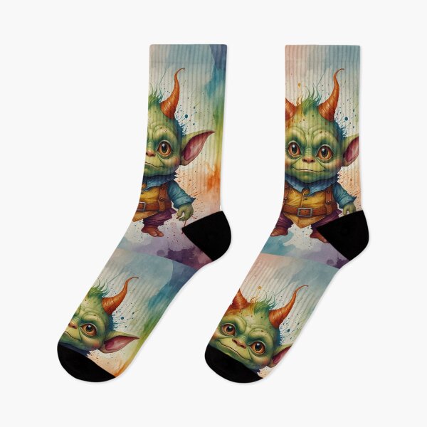 Item preview, Cute Funny Little Goblin Critter watercolour splash background designed and sold by FocusedArt.