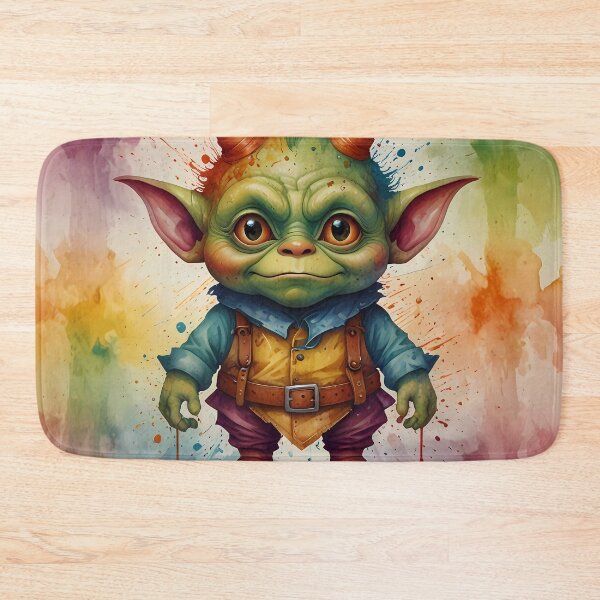 Item preview, Cute Funny Little Goblin Critter watercolour splash background designed and sold by FocusedArt.