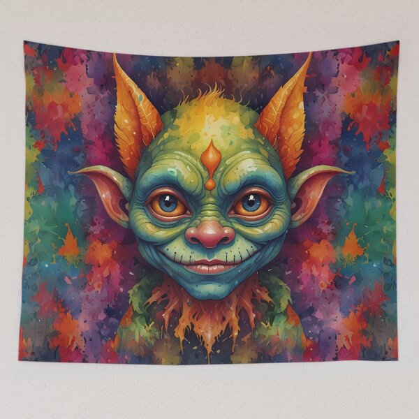 Item preview, Little Cute Goblin Critter watercolour splash background designed and sold by FocusedArt.