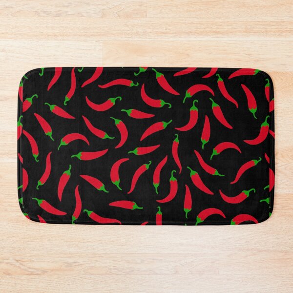 Item preview, Black Pattern of Red Peppers designed and sold by bymtsef.