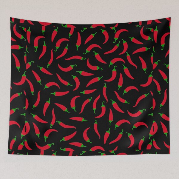 Item preview, Black Pattern of Red Peppers designed and sold by bymtsef.