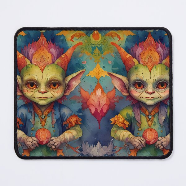 Item preview, Cute Funny pair of Little Goblin Critters watercolour splash background designed and sold by FocusedArt.
