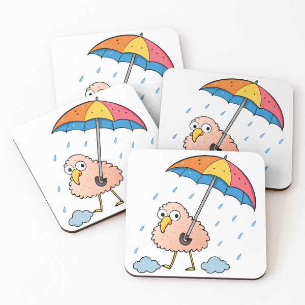 Item preview, Fluffy Flamingo Strolling with a Colorful Umbrella designed and sold by omerfdln34.