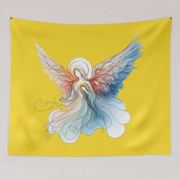 Item preview, Arte del bosquejo 3D del ángel de la guarda, designed and sold by PaintMeWorld.