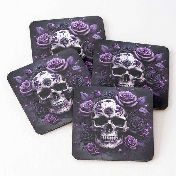 Item preview, Scull and purple roses designed and sold by Magixa.