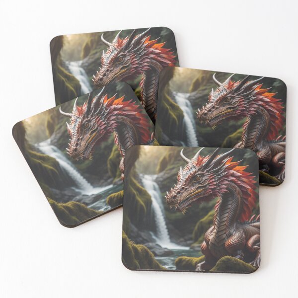 Item preview, Enchanted Forest Dragon Cascading Waterfall In Ancient Woods designed and sold by EnchantedVista.