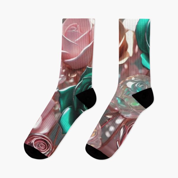 Item preview, Rose Gold and Emerald Green Metallic 3D Vibrant Colors Flowers Leaves  designed and sold by HAKKI ARSLAN.
