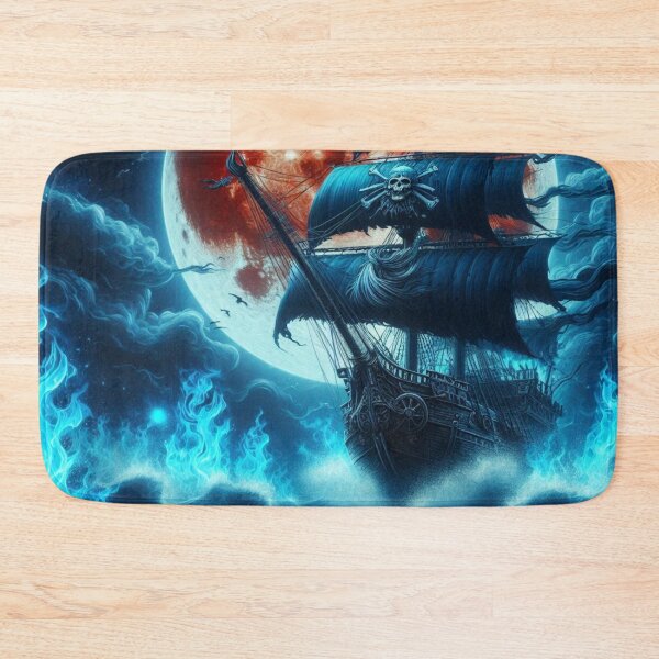 Item preview, A pirate ship sailing through swirling blue flames, designed and sold by MysteryAlien.