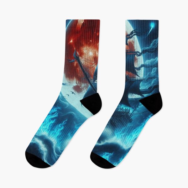 Item preview, A pirate ship sailing through swirling blue flames, designed and sold by MysteryAlien.