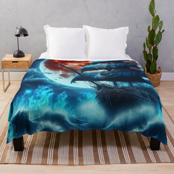 Item preview, A pirate ship sailing through swirling blue flames, designed and sold by MysteryAlien.