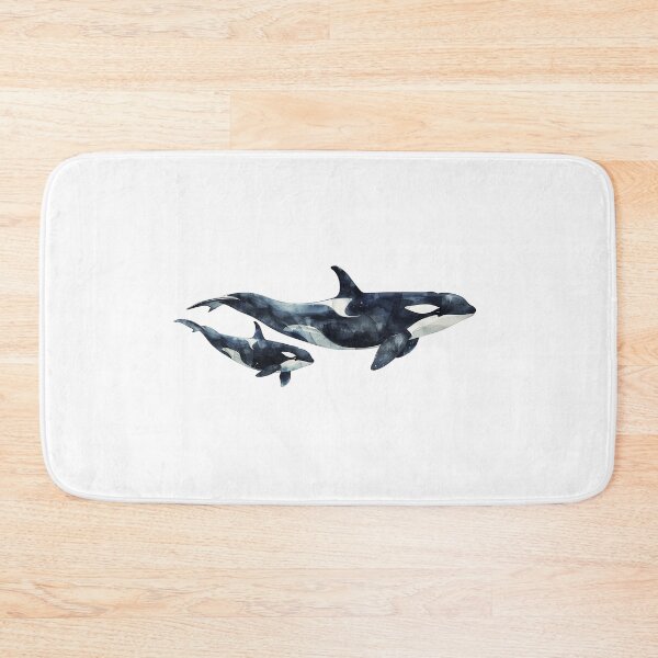 Item preview, Orca mother and calf, killer whale watercolor  designed and sold by PandaKunst.
