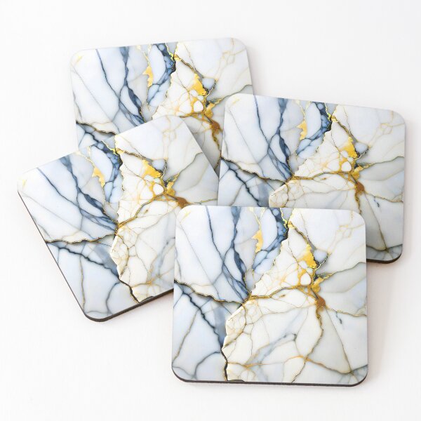 Item preview, Cracked Marble Look (Image Faux White Marble) with Navy and Gold designed and sold by Beachy.