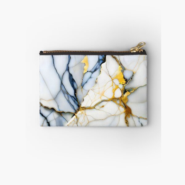Item preview, Cracked Marble Look (Image Faux White Marble) with Navy and Gold designed and sold by Beachy.