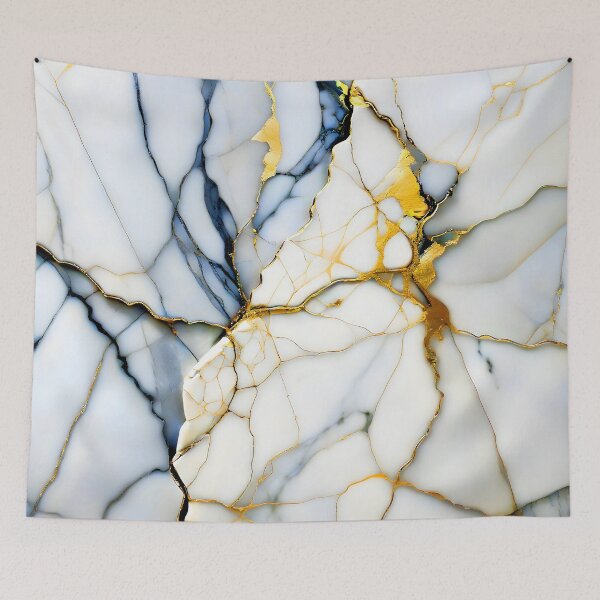 Item preview, Cracked Marble Look (Image Faux White Marble) with Navy and Gold designed and sold by Beachy.