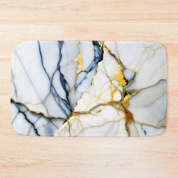 Item preview, Cracked Marble Look (Image Faux White Marble) with Navy and Gold designed and sold by Beachy.