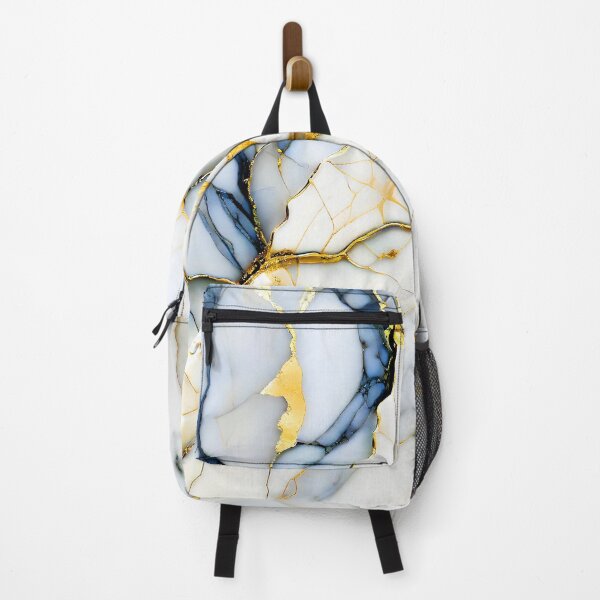 Item preview, Cracked Marble Look (Image Faux White Marble) with Navy and Gold designed and sold by Beachy.