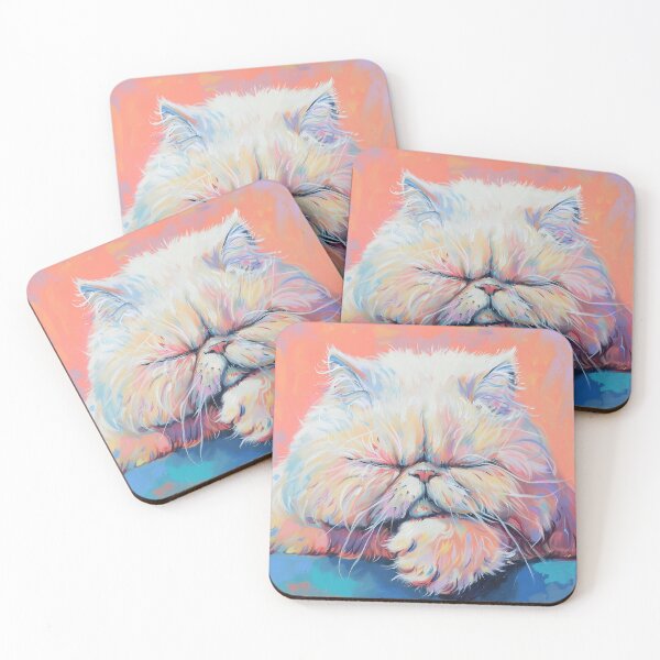 Item preview, Sleeping Cat in Bright Modern Colors designed and sold by RiverwoodGiftCo.