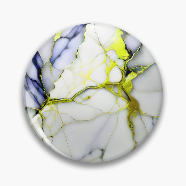 Item preview, Cracked Marble Look (Image Faux White Marble) with Dark Blue and Yellow designed and sold by Beachy.